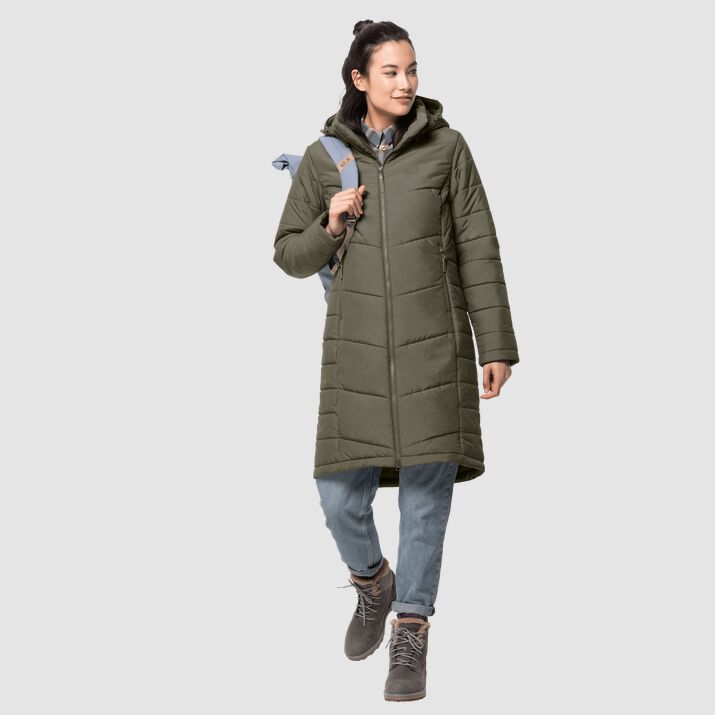 Jack Wolfskin Womens North York Quilted Coat Deep Green 745213UCG